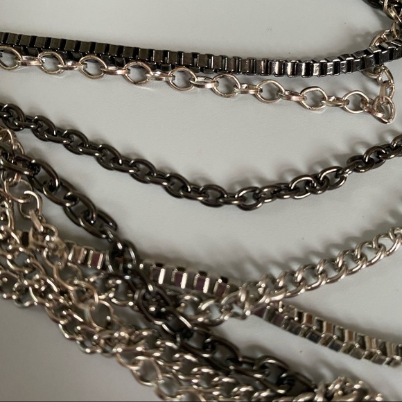 Silver & Gun Metal Gray 8 Strands Necklace - Picture 6 of 7